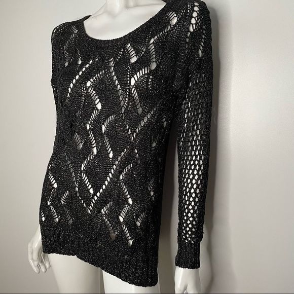 Loose Crochet Knit Sparkle Sweater XS - Picture 1 of 13